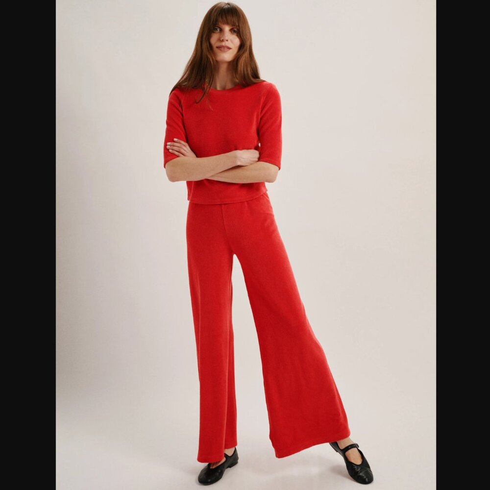 SET! Pants and Top by Suzi Kondi Zephyra Flare in Terry Kinna (Terra Cotta Clay)